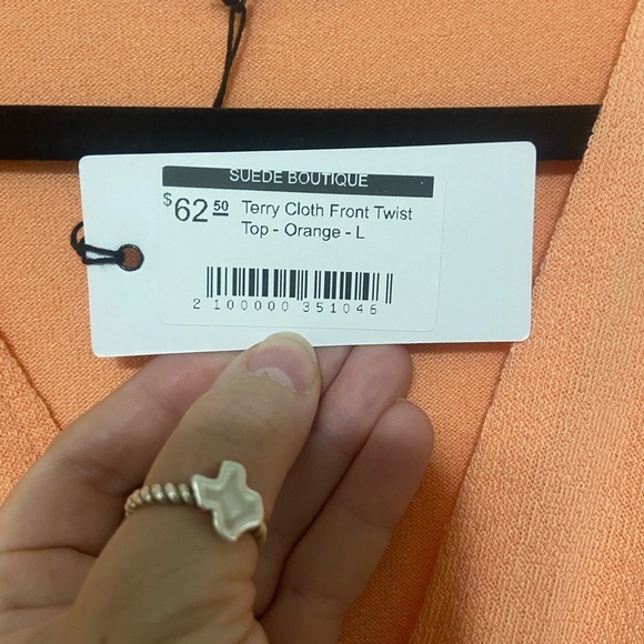 Six Fifty NWT light orange twist front v neck short sleeve blouse size L - Picture 3 of 4